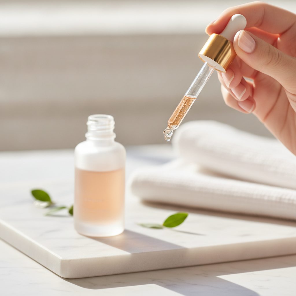Derma Cu serum dropper application